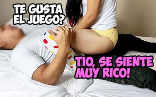 Tío sube a su sobrina encima para follársela y probar su joven ...